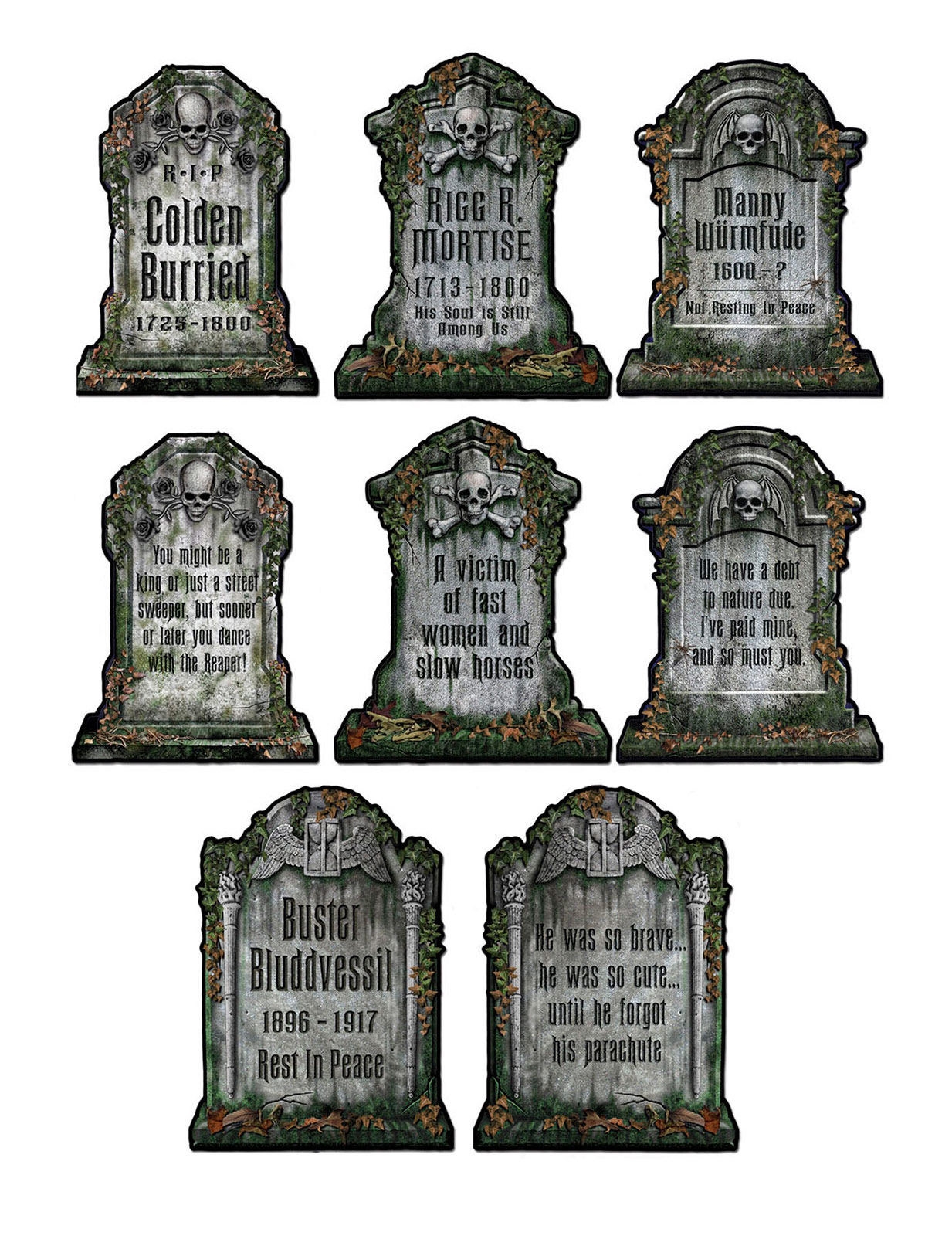 Gruselige Friedhof Grabsteine Skelett Halloween Party-Deko Set 30 x 41cm 4 Stück Grab, Grabstein