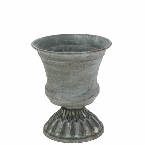 Pokal Kelch Antik Grau Ø 7,5cm x H9cm Metall Grau Töpferei, Krug, Vase, Glas