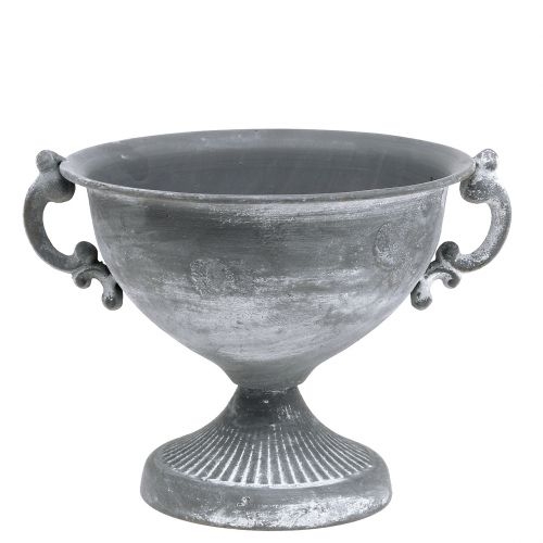 Pokal Grau Ø 20cm x H17,5 Metall Grau Töpferei, Krug, Schüssel