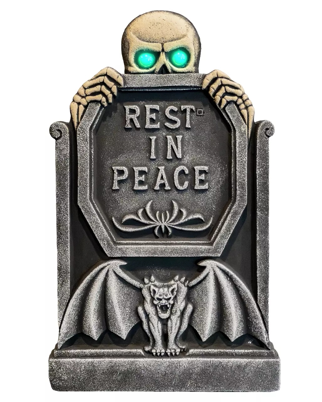 Skelett Grabstein mit Grün leuchtenden Augen 65cm Grab, Grabstein, Person
